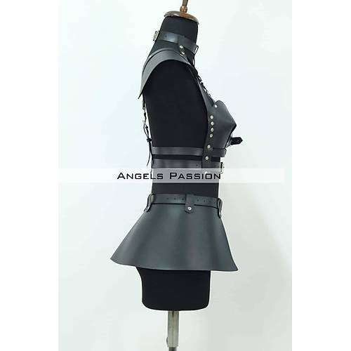 Deri Mini Elbise, Deri Harness Etek ve G���s Tak�m - APFT1371