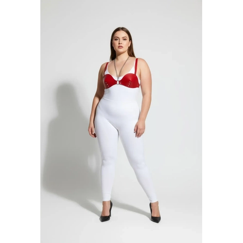 B�y�k Beden K�rm�z� Kad�n Deri Harness Tak�m Zincir ve Z�mba Detayl� Fantazi S�tyen Aksesuar� - APFT1380