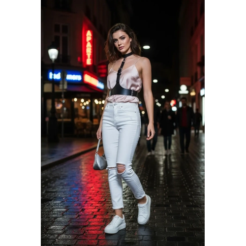 Siyah Kad�n Kemer Geni� Deri Tokal� Yelek Detayl� - APFT1297