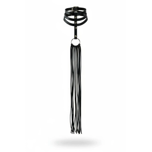 Siyah Choker Deri �oklu Bant Halka Detayl� - APFT1021