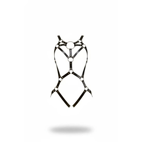 Siyah Body Harness Deri Halka Detayl� V�cut Aksesuar� - APFT706