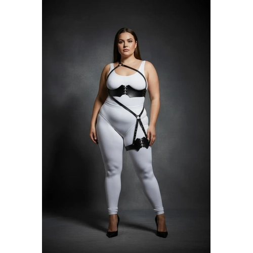 B�y�k Beden Siyah Kad�n Harness Tak�m Tam V�cut Korse Detayl� - APFT1372