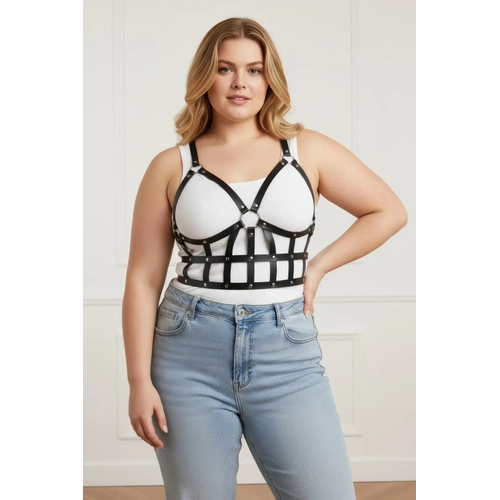 B�y�k Beden Siyah Kad�n Kemer Deri V�cut Harness Kombin Tamamlay�c� - APFT819