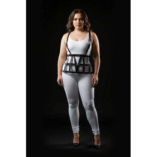 B�y�k Beden Siyah Deri Etek Kafes Detayl� Harness Aksesuar� - APFT1252