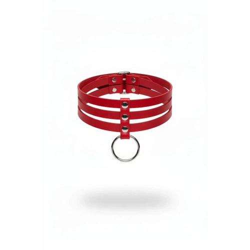 K�rm�z� Choker �� S�ral� Metal Halka Detayl� - APFT777