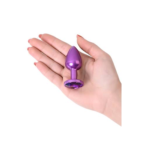 Metal by RED Anal Plug, mor kristalli, 7,2 cm, 2,8 cm, 50 g