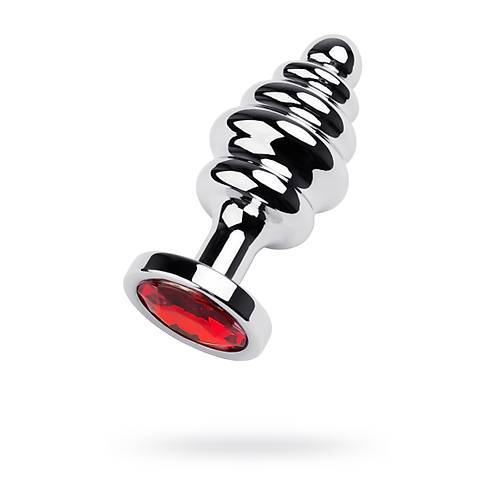 Metal by TOYFA Anal Plug, Metal, gm, krmz kristalli, 8 cm,  3,5 cm, 95 g