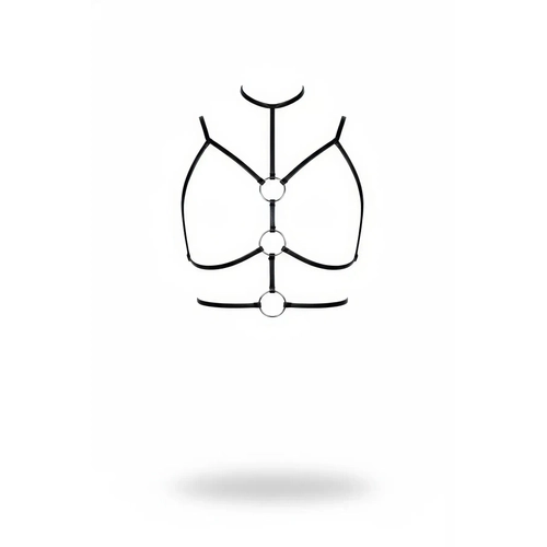 Siyah G���s Harness Suni Deri Halka Detayl� Boyunluklu - APFT184