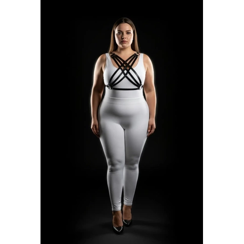 B�y�k Beden Siyah Kad�n Deri G�r�n�ml� Harness Tak�m Ayarlanabilir V�cut Aksesuar� - APFT867