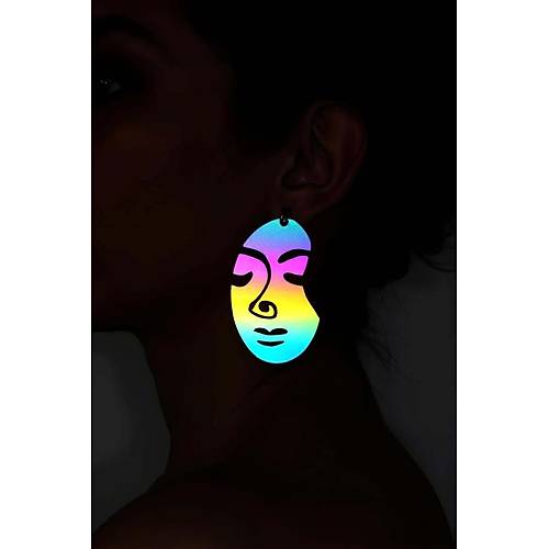 Rainbow Reflektrl Soyut Kadn Yz Kpe, k Lazer Kesim Kpe - APBJ005