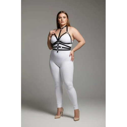 B�y�k Beden Siyah Kad�n Deri Harness Tak�m Halka Detayl� Fantezi Aksesuar - APFT24
