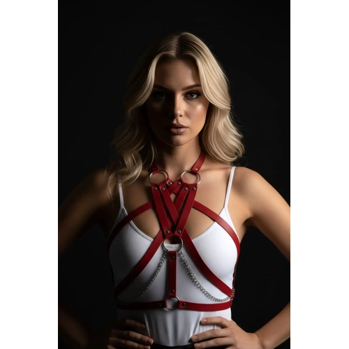 K�rm�z� Kad�n Kemer Deri V�cut Harness Aksesuar� - APFT11