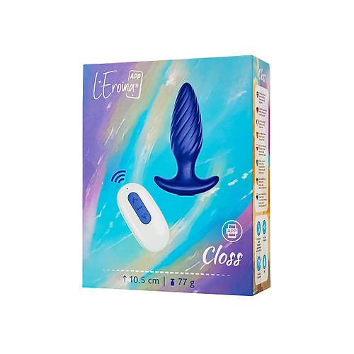 LEroina APP CLOSS Uygulama ve Kumanda Kontroll Silikon Titreimli Anal Vibratr  Mavi, 10,5 cm