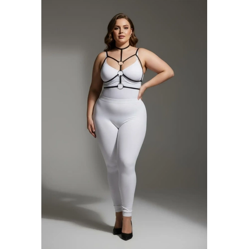 B�y�k Beden Siyah Kad�n Harness Halka ve Boyunluk Detayl� Lastik Aksesuar - APFT184
