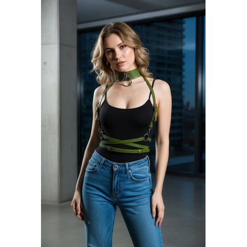 Haki Kad�n Kemer O Halka Detayl� �apraz Ba�lamal� V�cut Aksesuar� - APFT644