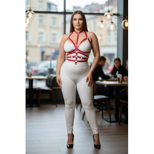 B�y�k Beden K�rm�z� Kad�n Harness Tak�m Tam V�cut Ayarlanabilir Deri Aksesuar� - APFT24