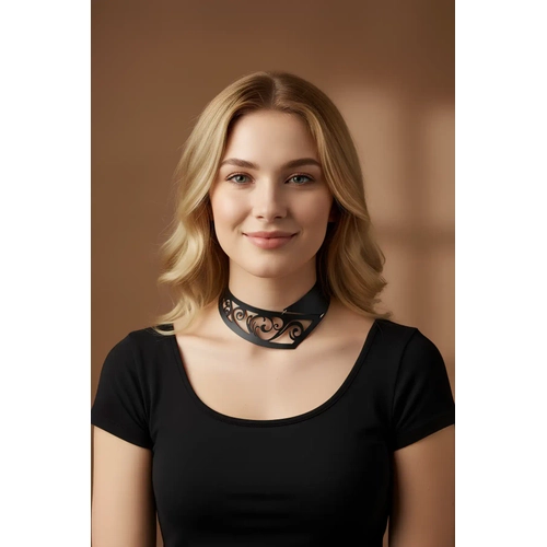 Lazer Kesim 2 par�a ��k Deri Choker, Deri Kolye - APFT1423