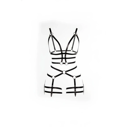 Siyah Body Harness Suni Deri Metal Halka Detayl� - APFT820