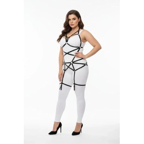 B�y�k Beden Siyah Kad�n Lastik Harness Tak�m Halka Detayl� V�cut Aksesuar� - APFT348