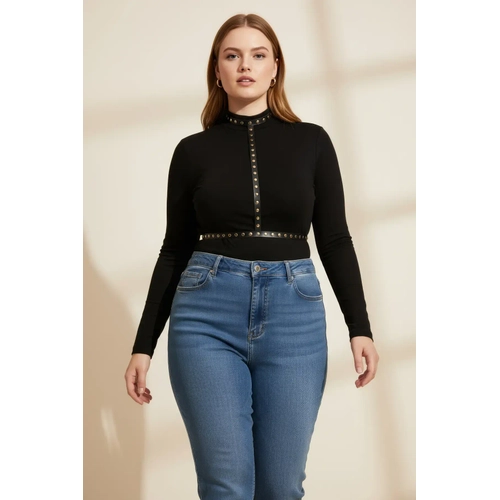 B�y�k Beden Siyah Kad�n Kemer Z�mbal� Deri Harness V�cut Aksesuar� - APFT343