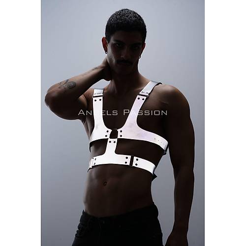 Reflektrl (Karanlkta Parlayan) Sert Gs Harness, Gay Harness Aksesuar, Gay Giyim - APFTM119