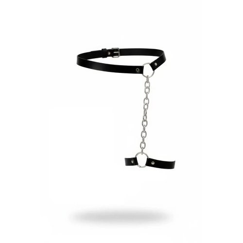 Siyah Jartiyer Harness Zincirli Metal Halkal� Deri Bacak Kemer - APFT961
