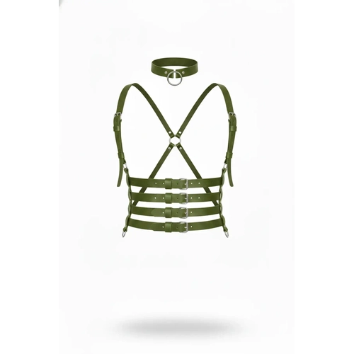 Haki Kad�n Kemer �oklu Tokal� �apraz V�cut Harness - APFT609