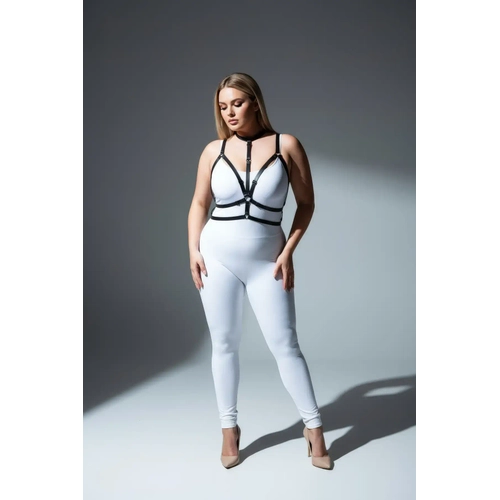 B�y�k Beden Siyah Kad�n Harness Tak�m Lastik Halka Detayl� Fantezi Aksesuar - APFT137