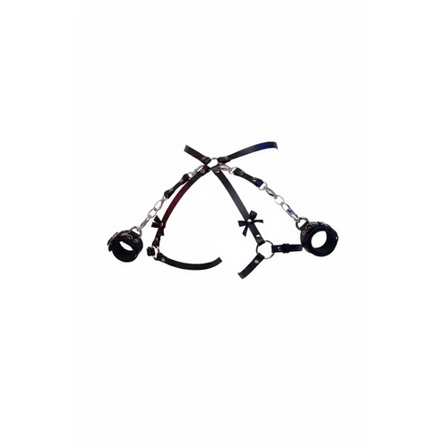 Siyah Harness Tak�m Zincir Detayl� Bilek Kelep�eli - APFT275