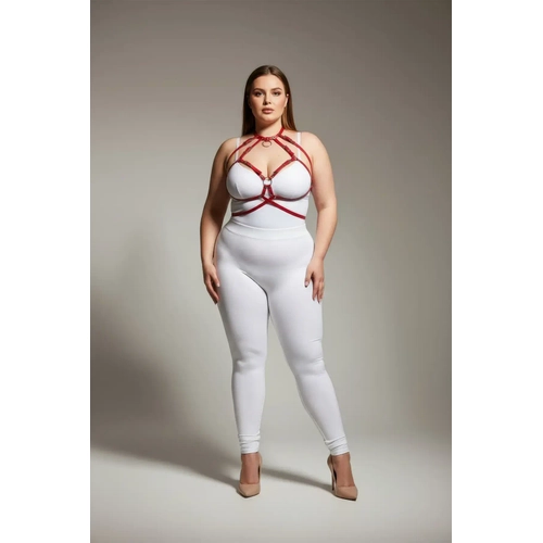 B�y�k Beden K�rm�z� Kad�n Deri Harness Tak�m Halka Detayl� G���s Aksesuar� - APFT330