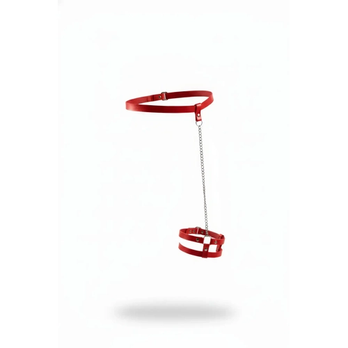 K�rm�z� Jartiyer Harness Deri Zincir Detayl� - APFT745