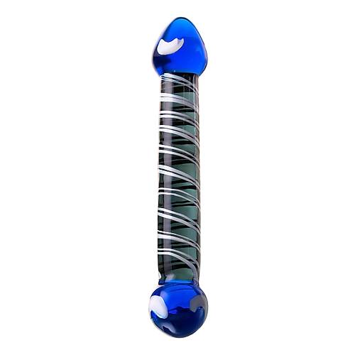 Sexus Glass ift Tarafl Cam Dildo, mavi, 21 cm