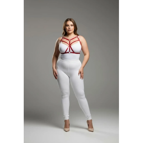 B�y�k Beden K�rm�z� Kad�n Deri Harness Tak�m �apraz Ask�l� Estetik V�cut Aksesuar� - APFT247