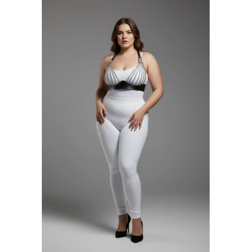 B�y�k Beden Siyah Kad�n Harness Tak�m Zincir Detayl� Deri Fantezi Aksesuar - APFT964