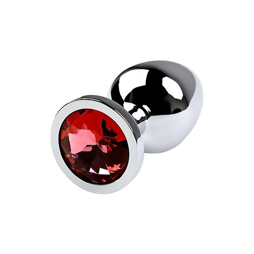 Metal by  Anal Plug, Metal, gm, krmz kristalli, 8 cm,  3,4 cm, 85 g