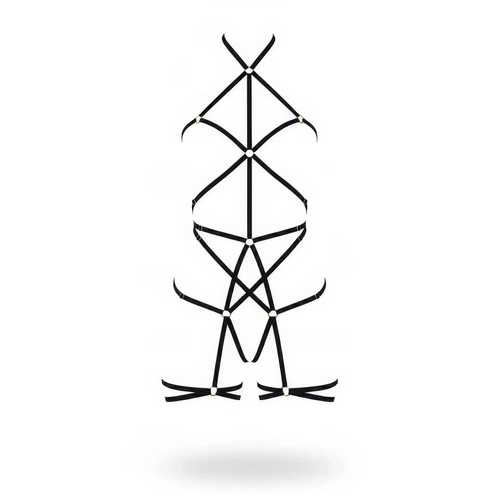 Siyah Body Harness Tam V�cut �apraz Bant Detayl� - APFT341