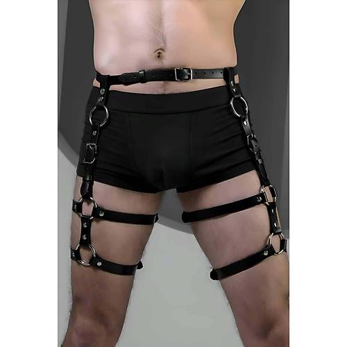 Deri Erkek Jartiyer Harness, Erkek Bacak Harness - APFTM165