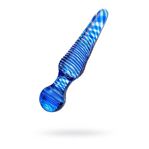 ift tarafl yapay penis Sexus Glass, cam, mavi, 17 cm