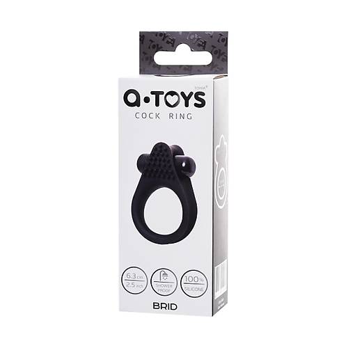 A-Toys by TOYFA  Brid  Titreim Penis Halkas, silikon, siyah, 6,3,  3,1 cm
