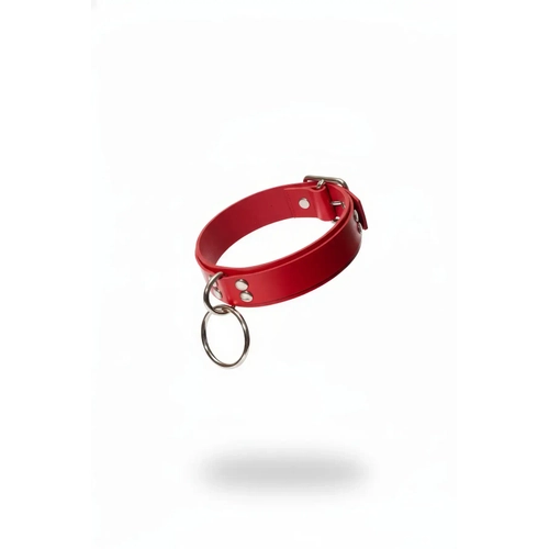 K�rm�z� Choker Deri B�y�k Halka Detayl� Gerdanl�k - APFT971