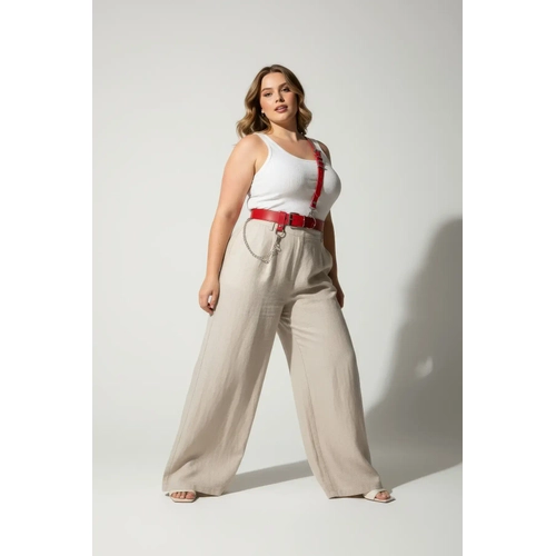 B�y�k Beden K�rm�z� Kad�n Kemer Zincir Detayl� Harness V�cut Aksesuar� - APFT620
