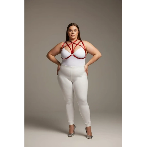 B�y�k Beden K�rm�z� Kad�n Harness Tak�m Halka Detayl� Lastik Fantezi Aksesuar - APFT166