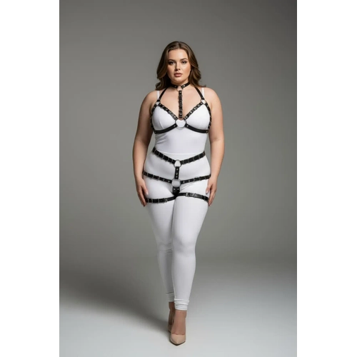 B�y�k Beden Siyah Kad�n Harness Tak�m Ayarlanabilir Deri G�r�n�ml� V�cut Aksesuar� - APFT874