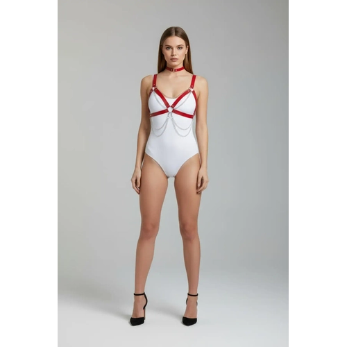 K�rm�z� Kad�n Kemer �apraz Ba�lamal� Zincirli V�cut Kemeri - APFT952