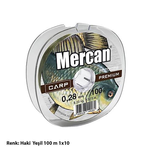Mercan Carp Premium 100 M 1x10  Makara Misina- Haki Yeşil