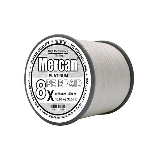 Mercan Platinum PE X8 Örgü İp 500 m Makara Misina- Beyaz