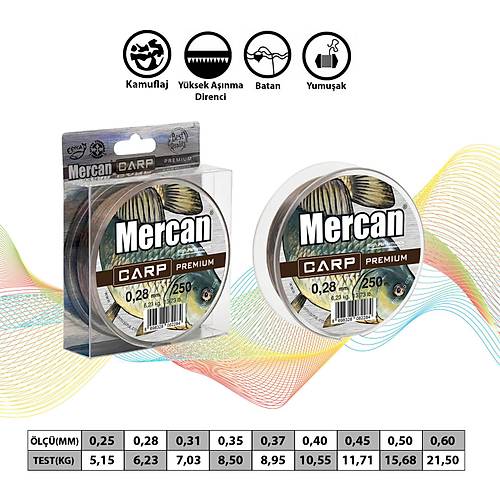 Mercan Carp Premium (250 m) Makara Misina- Kahve