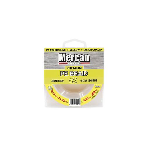 Mercan Premium PE X4 Örgü İp 300 m Makara Misina- Sarı