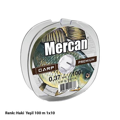 Mercan Carp Premium 100 M 1x10  Makara Misina- Haki Yeşil