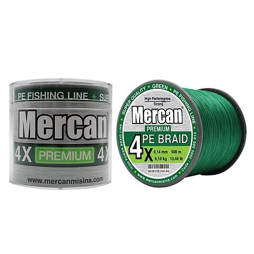 Mercan Premium PE X4 Örgü İp 500 m Makara Misina-  Yeşil